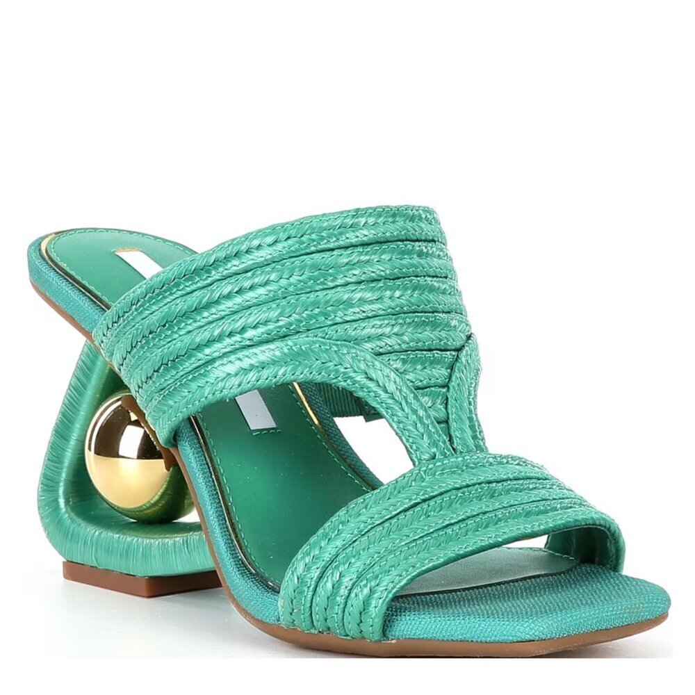 NEW Gianni Bini Architectural Wedge Sandal in Green Sz. 5.5